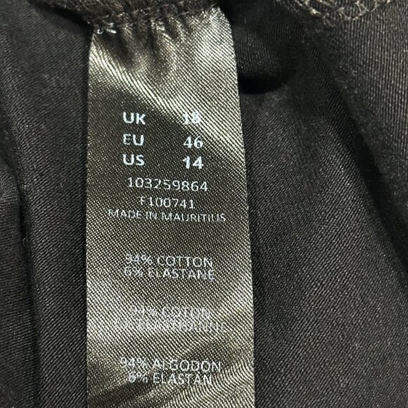 ASOS CURVE Womens Black Peplum Blouse Top Size 14 Long Sleeve Stretch Whimsigoth - Picture 8 of 10